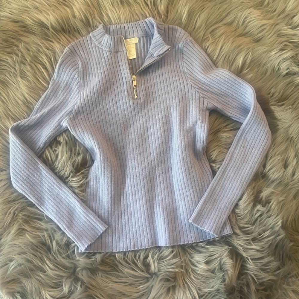 Forever 21 Girls Ribbed Quarter Zip Sweater, 9/10
